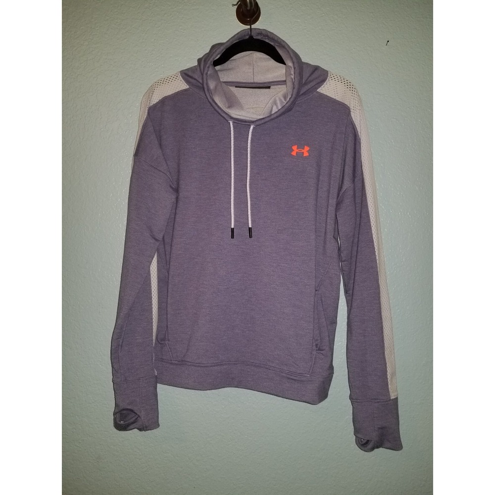 UNDER ARMOUR Women's Sweatshirt Loose COLDGEAR Large Funnel Neck Purple Pullover